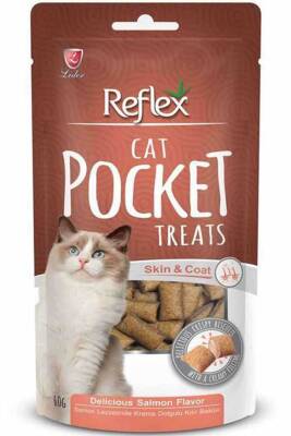 Reflex Pocket Deri ve Tüy Sağlığı İçin Somonlu Kedi Ödülü 60gr - 1