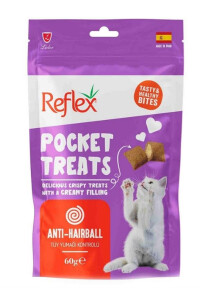 Reflex Pocket Treats Tüy Yumağı Kontrolü Yetişkin Kedi Ödül Maması 60gr - REFLEX