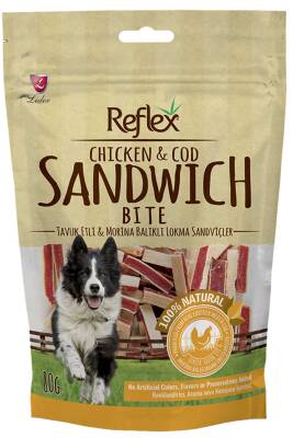 Reflex Tavuk Etli ve Morina Balıklı Lokma Sandviç Köpek Ödül Maması 80gr - 1