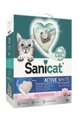 Sanicat Active White Oksijen Kontrollü Koku Emici Lotus Çiçeği Kokulu Ultra Topaklanan Kedi Kumu 10lt - 1