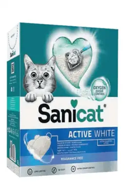 SaniCat Active White Oksijen Kontrollü Koku Emici Ultra Topaklanan Kedi Kumu 10lt - 1