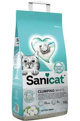 Sanicat Clumping White Cotton Fresh Oksijen Kontrollü Koku Emici Kedi Kumu 10lt - 1