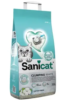 Sanicat Clumping White Cotton Fresh Oksijen Kontrollü Koku Emici Özellikli Kedi Kumu 20lt - 1