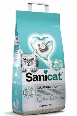 Sanicat Clumping White Kokusuz Hızlı Topaklanan Beyaz Kedi Kumu 10lt - 1