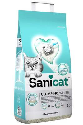 Sanicat Clumping White Oksijen Kontrollü Kokusuz Hızlı Topaklanan Kedi Kumu 20lt - 1