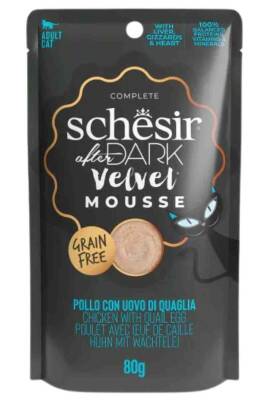 Schesir After Dark Pouch Tavuk ve Bıldırcın Yumurtalı Tahılsız Yetişkin Kedi Konservesi 80gr - 1