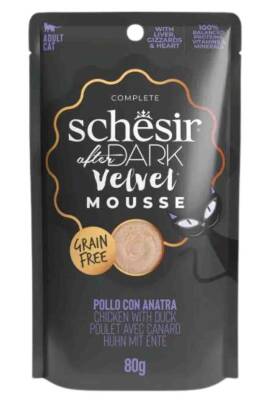 Schesir After Dark Pouch Tavuk ve Ördekli Tahılsız Yetişkin Kedi Konservesi 80gr - 1