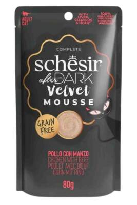 Schesir After Dark Pouch Tavuk ve Sığır Etli Tahılsız Yetişkin Kedi Konservesi 80gr - 1