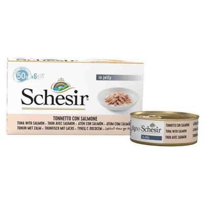 Schesir Jöle İçinde Somonlu ve Ton Balıklı Yetişkin Kedi Konservesi 6x50gr - 1