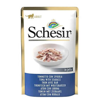 Schesir Pouch Jelly Ton Balıklı Levrekli Kıyılmış Yaş Kedi Maması 85 Gr - 1