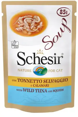 Schesir Ton Balığı ve Kalamarlı Tamamlayıcı Yetişkin Kedi Çorbası 85gr - 1