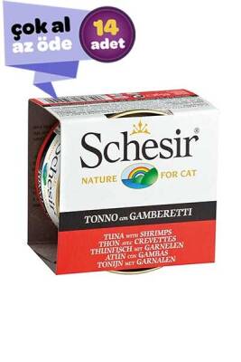 Schesir Ton Balıklı Ve Karidesli Jöleli Kedi Konservesi 14x85gr (14lü) - 1