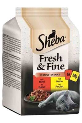 Sheba Pouch Fresh&Fine Sığır Etli Tavuklu Yetişkin Kedi Konservesi 6x50gr - 1