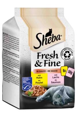 Sheba Pouch Fresh&Fine Somonlu Tavuklu Yetişkin Kedi Konservesi 6x50gr - 1