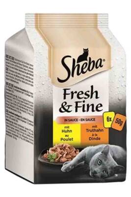 Sheba Pouch Fresh&Fine Tavuklu ve Hindili Yetişkin Kedi Konservesi 6x50gr - 1