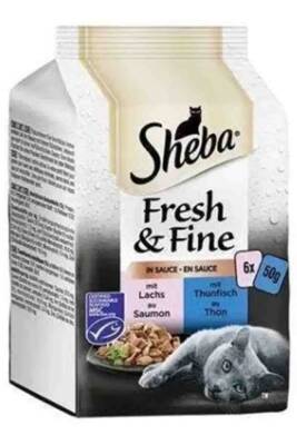 Sheba Pouch Fresh&Fine Ton Balıklı Somonlu Yetişkin Kedi Konservesi 6x50gr - 1