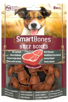 SmartBones Küçük Irk Köpekler için Biftekli Ödül Kemiği (8li) 128gr - 1