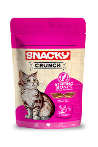 Snacky Crunch Strong Bones Güçlü Kemikler için Tavuk ve Peynirli Kedi Ödül Maması 60gr - SNACKY