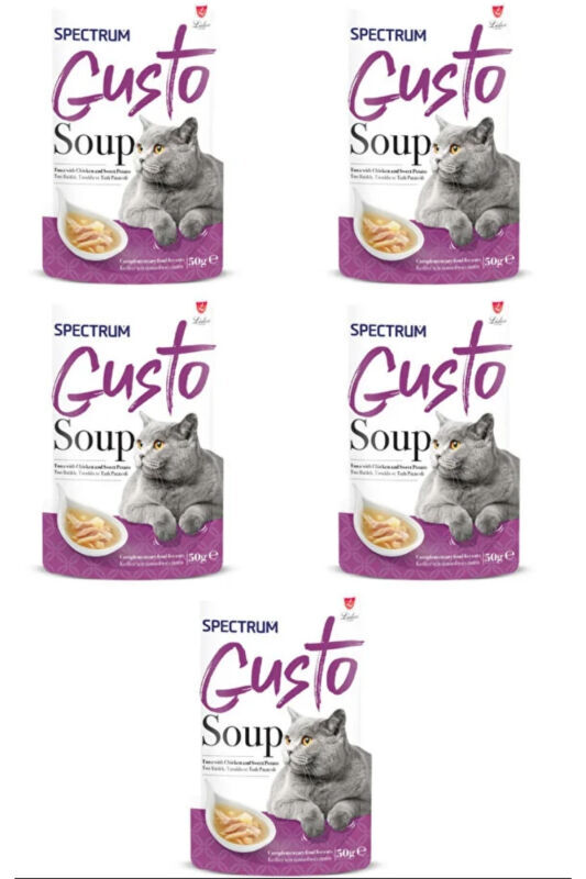 Spectrum Gusto Ton Balıklı Tavuklu ve Tatlı Patatesli Kedi Çorbası 50gr - 5 Adet - 1