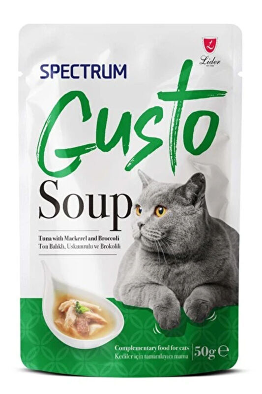 Spectrum Gusto Ton Balıklı Uskumrulu ve Brokolili Kedi Çorbası 50gr - 1