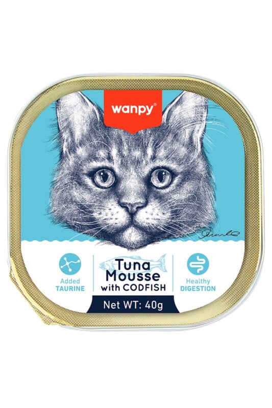 Wanpy Alutray Ezme Ton ve Morina Balıklı Kedi Konservesi 40gr - 1