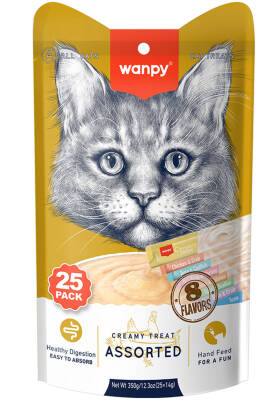 Wanpy Karışık 14x25 gr Krema Kedi Ödül Maması - 1