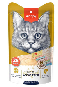 Wanpy Karışık 14x25 gr Krema Kedi Ödül Maması - WANPY