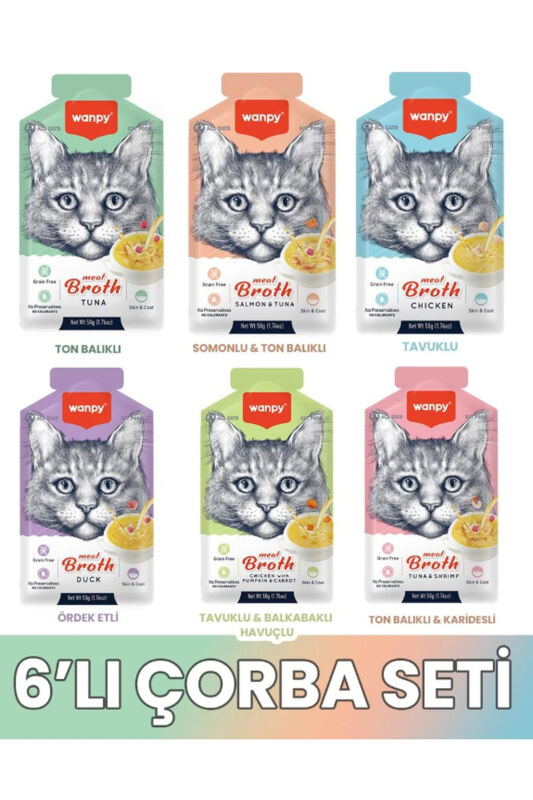 Wanpy Karışık Aromalı Kedi Çorba Seti 6X50 Gr - 1