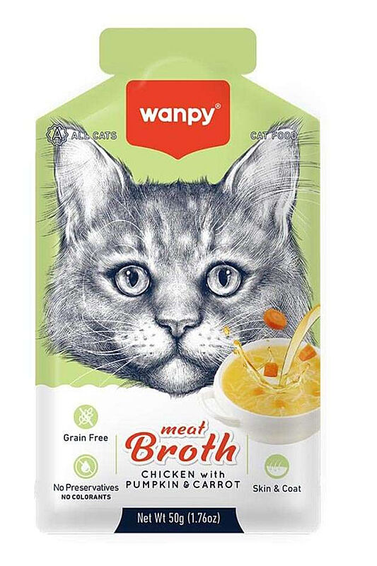 Wanpy Kediler için Bal Kabağı & Havuçlu Tavuk Eti Çorbası 50 Gr - 1
