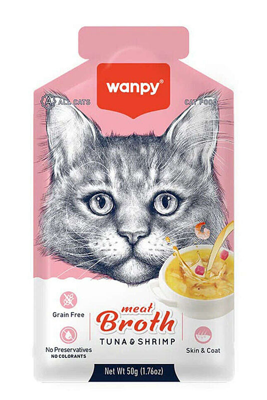 Wanpy Kediler için Karidesli Ton Balığı Eti Çorbası 50 Gr - 1