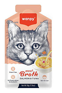 Wanpy Kediler için Somon & Ton Balığı Etli Kedi Çorbası Çorbası 50 Gr - WANPY