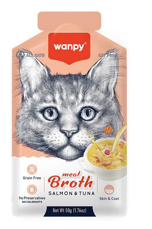 Wanpy Kediler için Somon & Ton Balığı Etli Kedi Çorbası Çorbası 50 Gr - 1