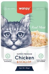 Wanpy Pouch Tavuklu ve Deniz Taraklı Kedi Konservesi 85 Gr - 1
