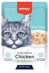 Wanpy Pouch Tavuklu ve Morina Balıklı Kedi Konservesi 85 Gr - 1