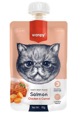 Wanpy Somon ve Tavuklu Taze Ezme Kedi Ödül Maması 90gr - 1