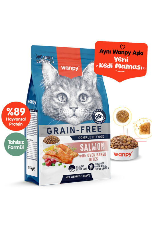 Wanpy Tahılsız Somonlu Yetişkin Kedi Maması 1,5 kg - 1
