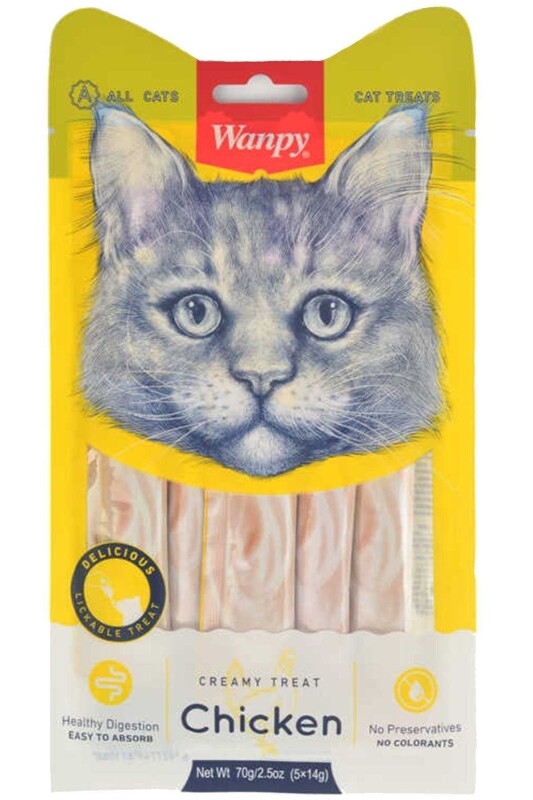 Wanpy Tavuklu Sıvı Kedi Ödül Maması 5x14 Gr - 1