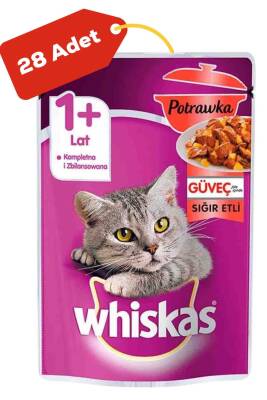 Whiskas Pouch Güveç Sığır Etli Yetişkin Kedi Konservesi 28x85gr 28li - 1