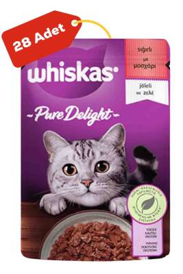 Whiskas Pouch Pure Delight Sığır Etli Yetişkin Kedi Konservesi 28x85gr 28li - 1