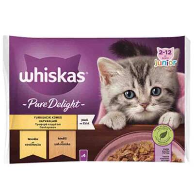 Whiskas Pouch Pure Delight Tavuklu ve Hindili Yavru Kedi Konservesi 85gr (4lü) - 1