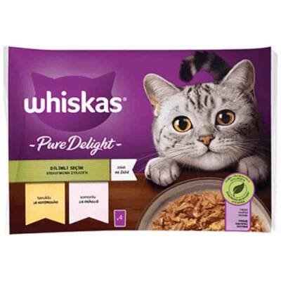 Whiskas Pouch Pure Delight Tavuklu ve Somonlu Yetişkin Kedi Konservesi 85gr (4lü) - 1