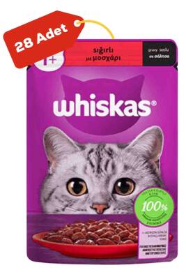 Whiskas Pouch Sos İçinde Sığır Etli Yetişkin Kedi Konservesi 28x85gr 28li - 1