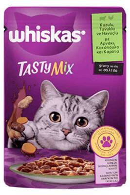 Whiskas Tasty Mix Kuzulu Tavuklu Havuçlu Yetişkin Kedi Konservesi 85gr - 1